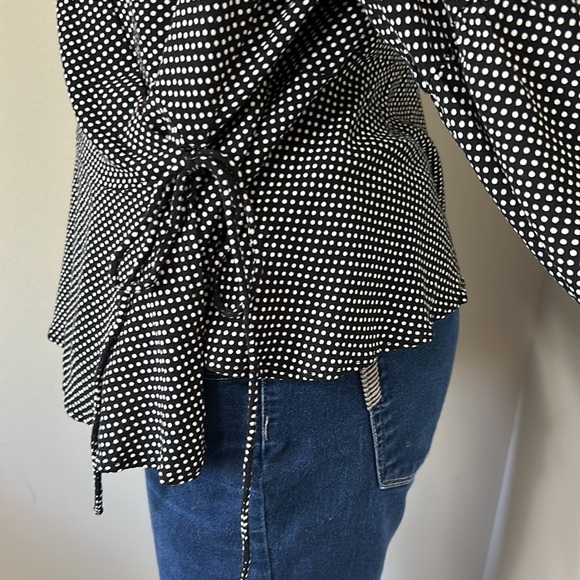 Anthropologie Maeve Ingrid Black White Polka Dot Blouse Multi Sz 20 W - Picture 8 of 14